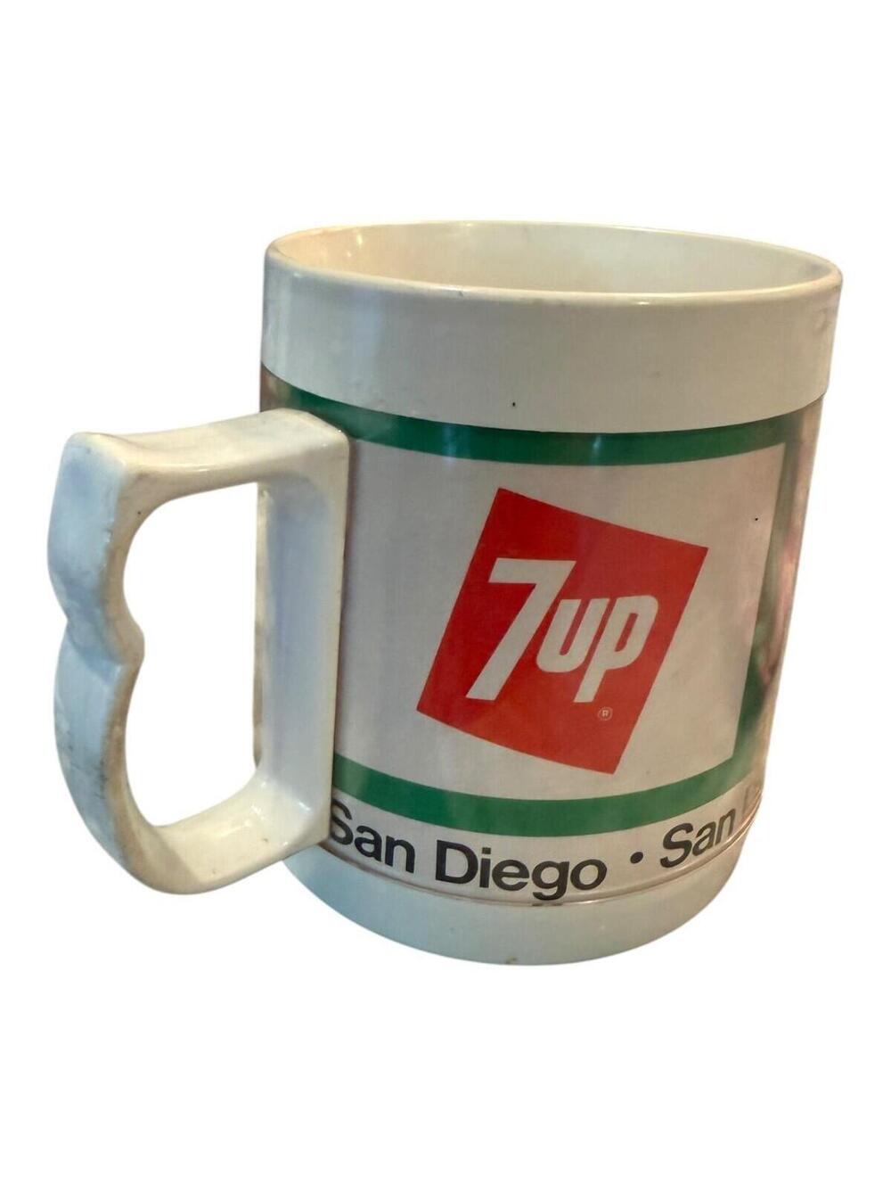 Vintage San Diego Padres Baseball Team Photograph 7-Up Thermo-Serv Ceramic Mug